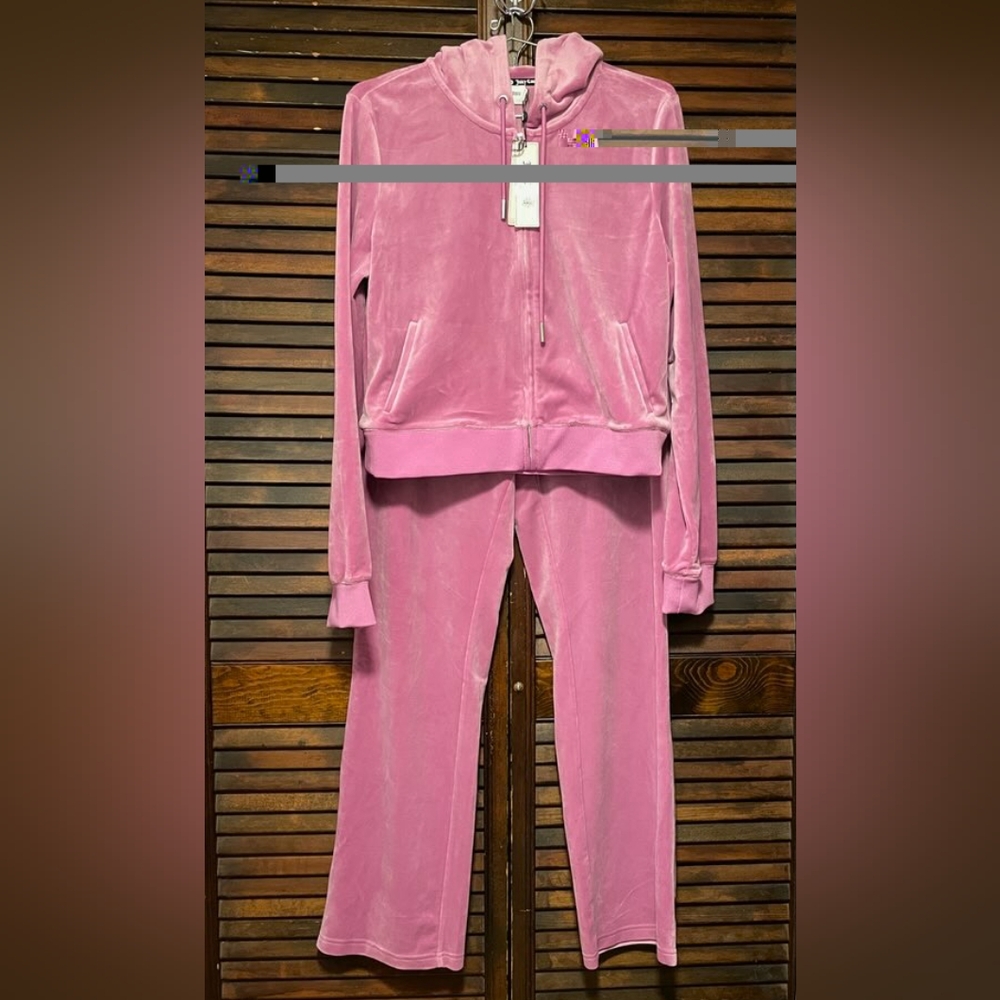 Juicy Couture 2 Pc Pink OG Bling Velour Lounge Set, Size Large  NWT
